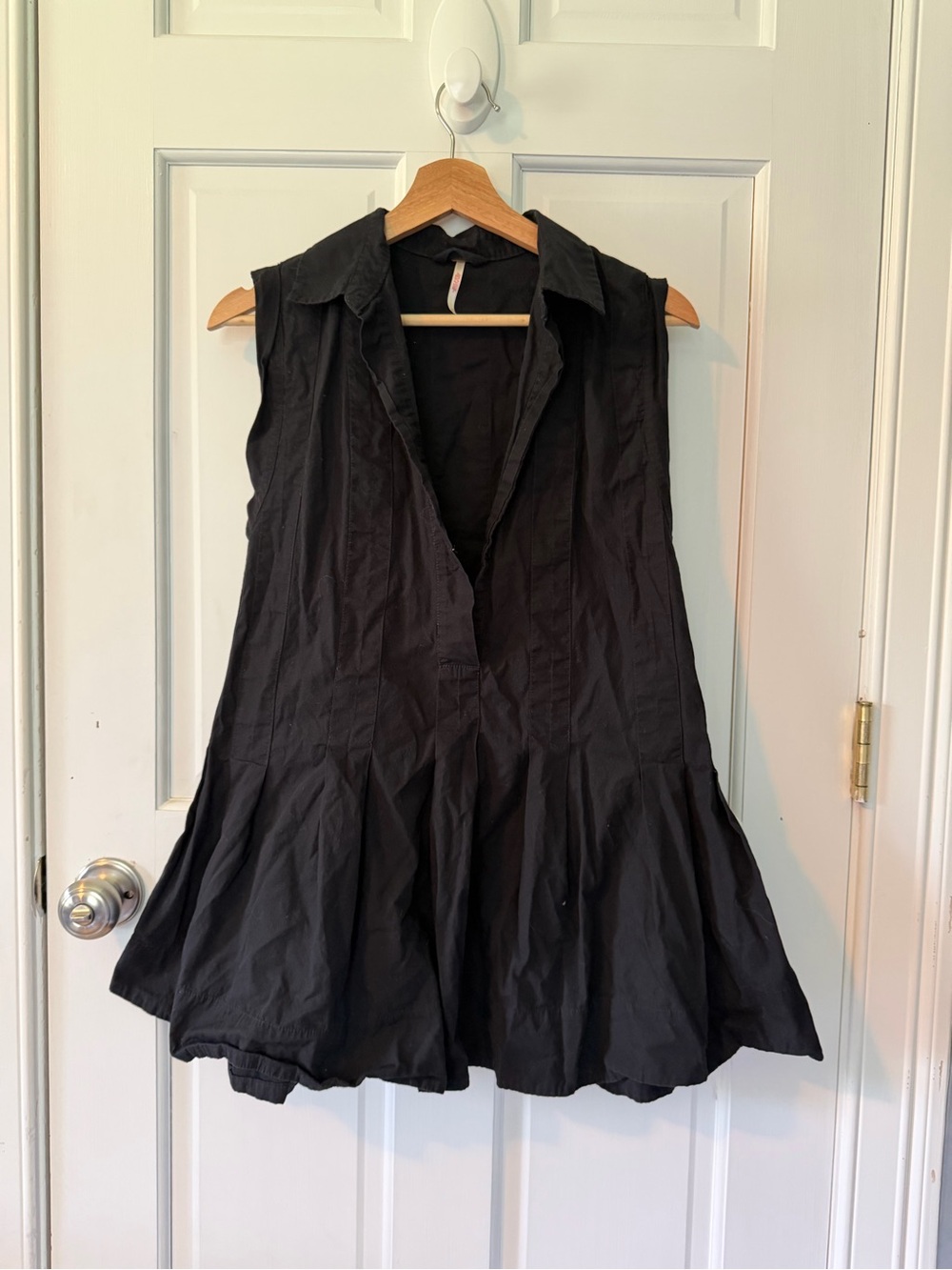Free People Black Sleeveless Collared Mini Dress